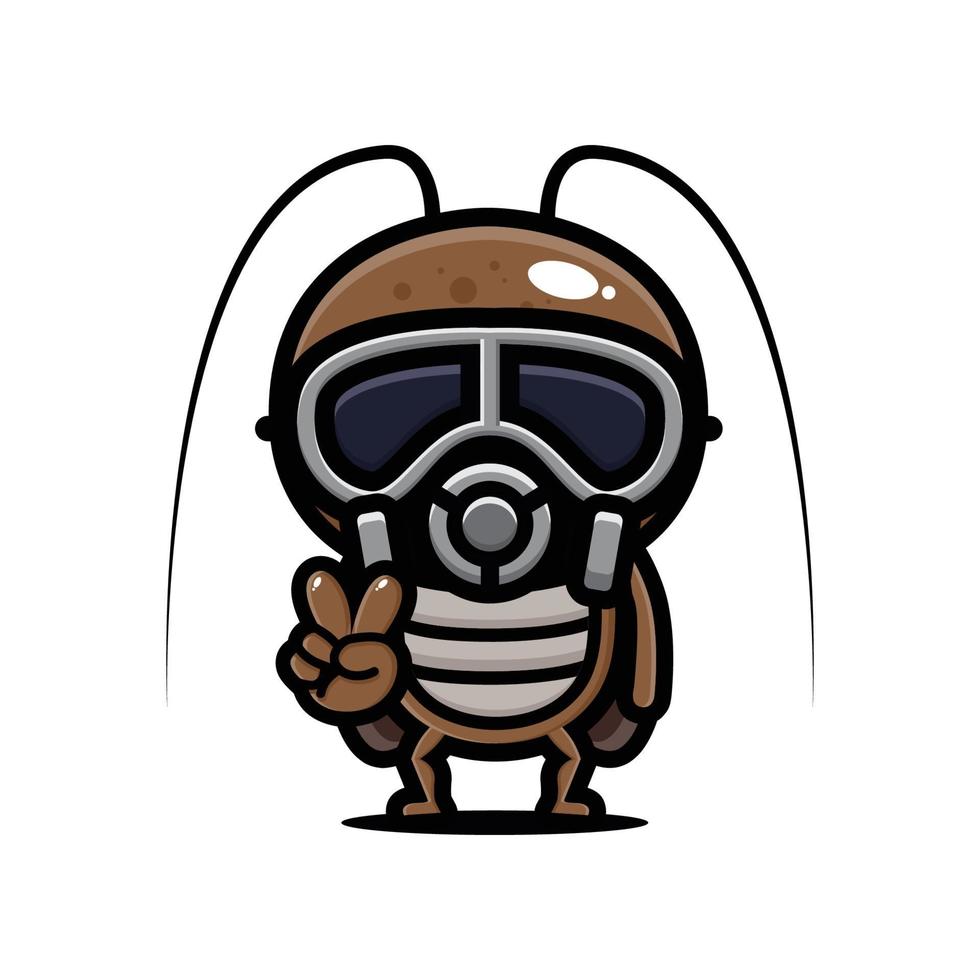 kackerlacka maskot karaktärsdesign bär en mask vektor