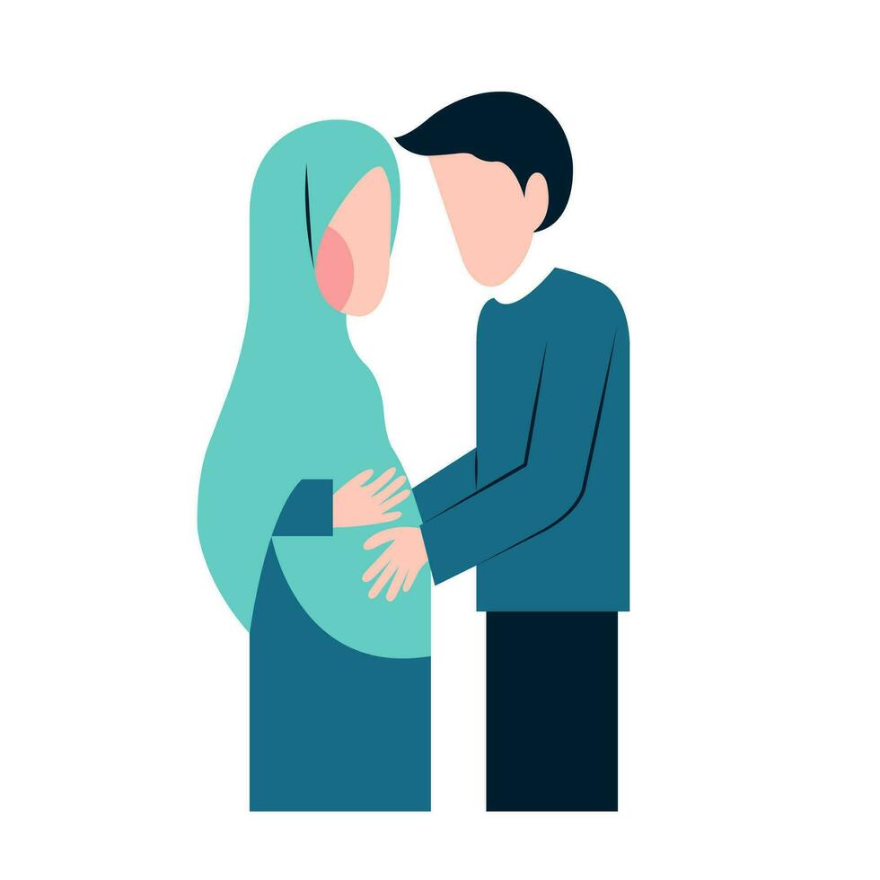 muslim gravid par platt illustration vektor