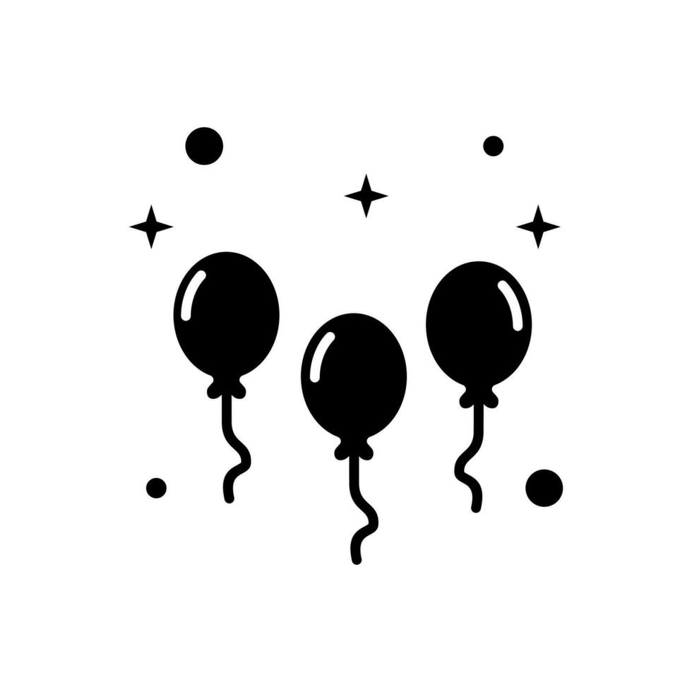 ballong ikon, firande vektor, fest och födelsedag ikon, isolerat på vit bakgrund i svart fylld stil. vektor