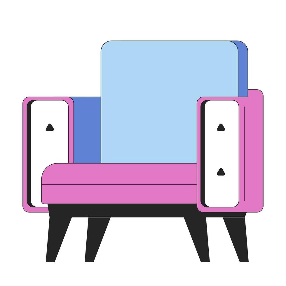 zeitgenössisch geometrisch Sessel 2d linear Karikatur Objekt. modern kreativ Möbel isoliert Linie Vektor Element Weiß Hintergrund. gemütlich Stuhl. Sitzplätze Leben Zimmer Farbe eben Stelle Illustration