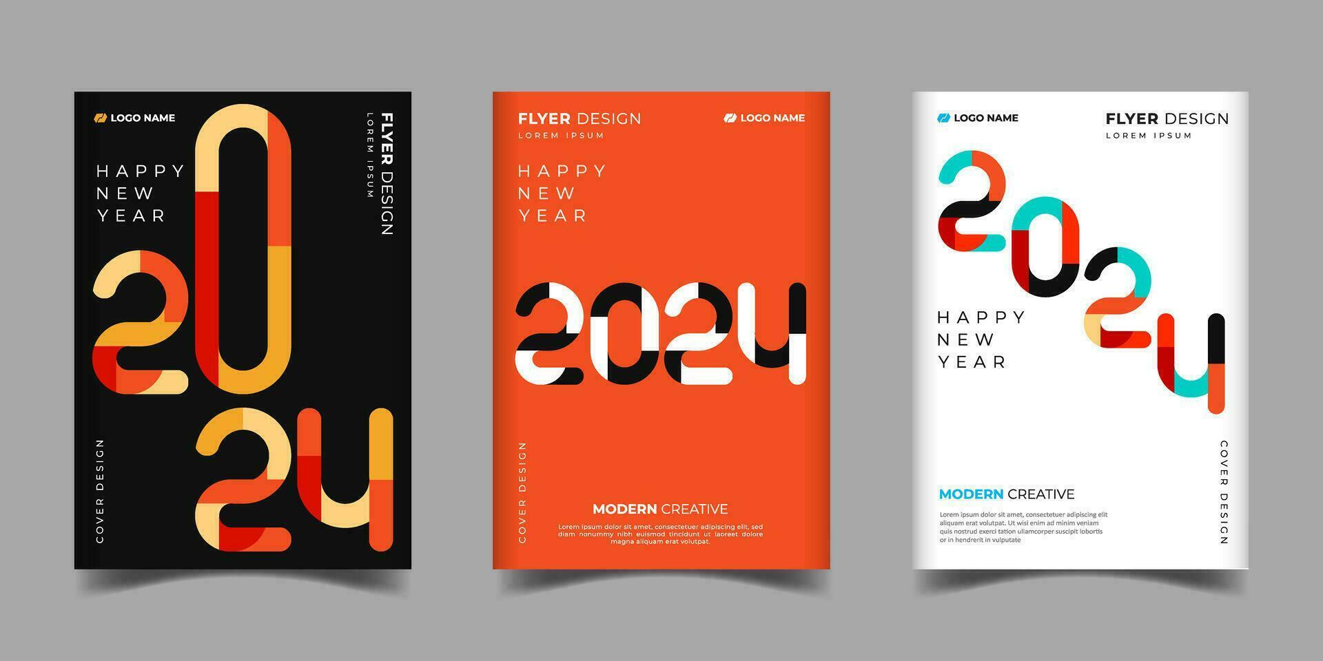 2024 glücklich Neu Jahr bunt Geschäft Vorlage Hintergrund Design mit Typografie Stil.geeignet zum Präsentation, Kalender, Poster, Begrüßung Karte, jährlich Bericht Konzern Design vektor