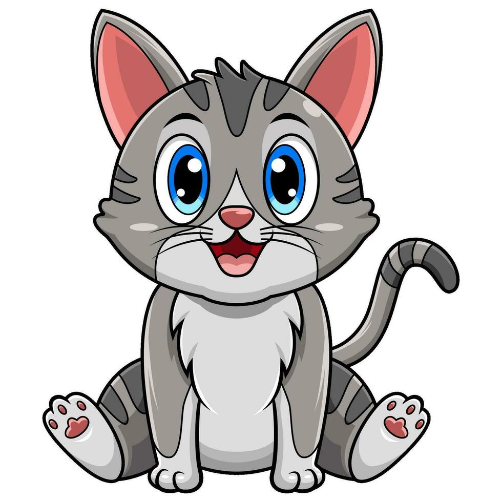 süß Katze Karikatur Sitzung auf Weiß Hintergrund vektor