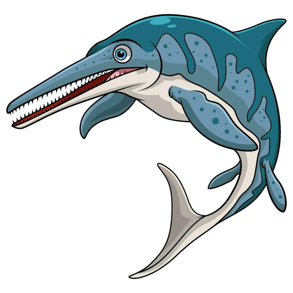 Ichthyosaurus Lächeln Karikatur auf Weiß Hintergrund vektor