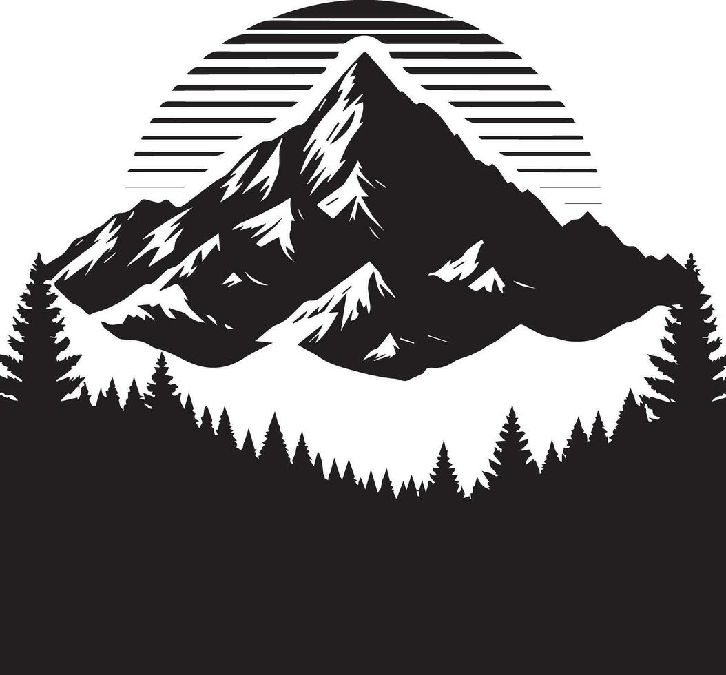 Berg mit Wald Vektor Silhouette Illustration schwarz Farbe
