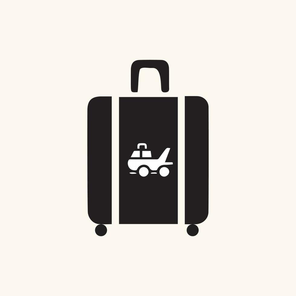 isoliert auf Weiss, ein linearer Stil Piktogramm beinhaltet Gepäck, ein Gepäck Linie Symbol, und ein Gliederung Vektor unterzeichnen. Illustration von ein Symbol oder Emblem