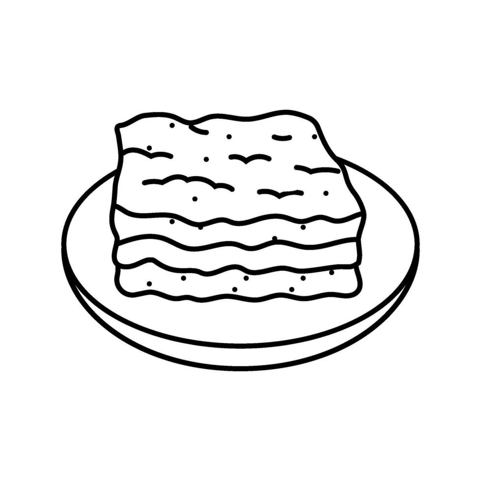 Lasagne Gericht Italienisch Küche Linie Symbol Vektor Illustration