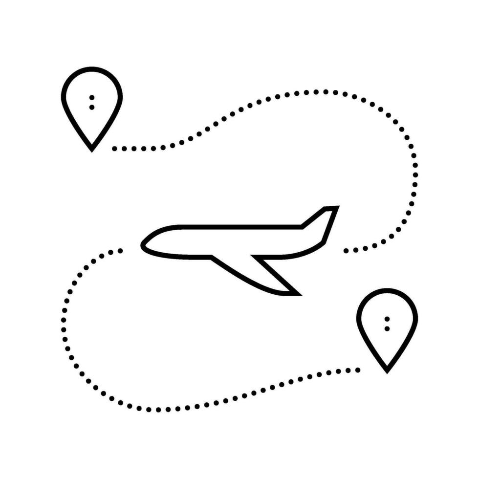 flygplan Spår Karta plats linje ikon vektor illustration