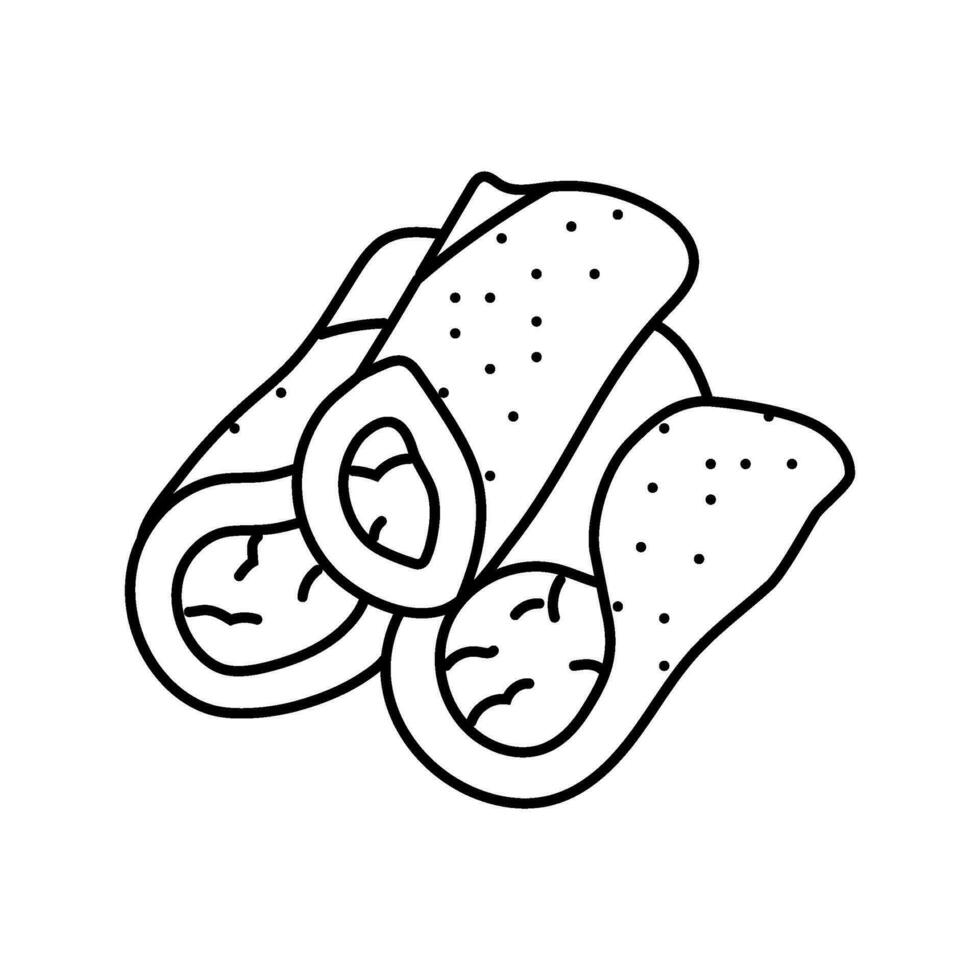 Cannoli Gebäck Italienisch Küche Linie Symbol Vektor Illustration