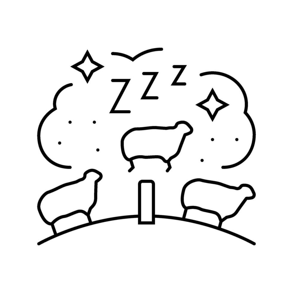 Zählen Schaf Schlaf Nacht Linie Symbol Vektor Illustration