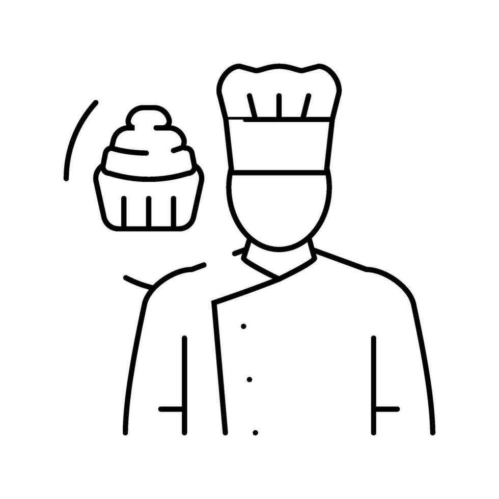 Gebäck Koch Restaurant Linie Symbol Vektor Illustration