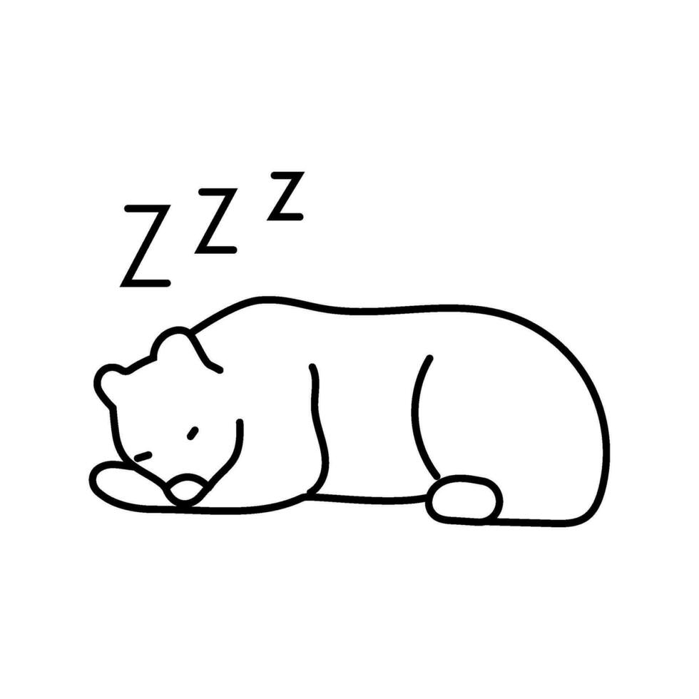 Schlafen Bär Schlaf Nacht Linie Symbol Vektor Illustration