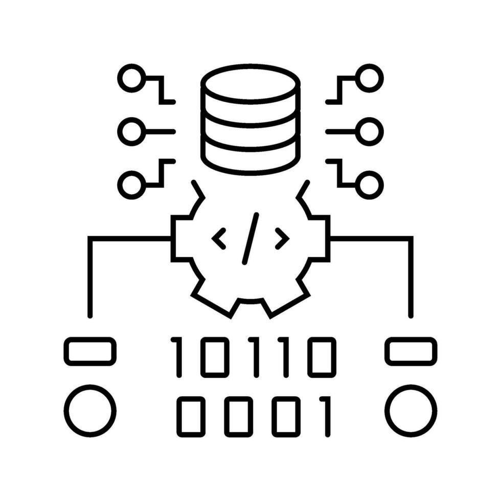 Quelle Code Verwaltung Linie Symbol Vektor Illustration