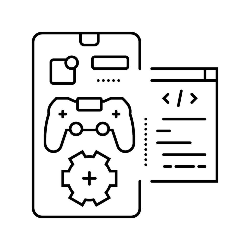Handy, Mobiltelefon Entwicklung Spiel Linie Symbol Vektor Illustration