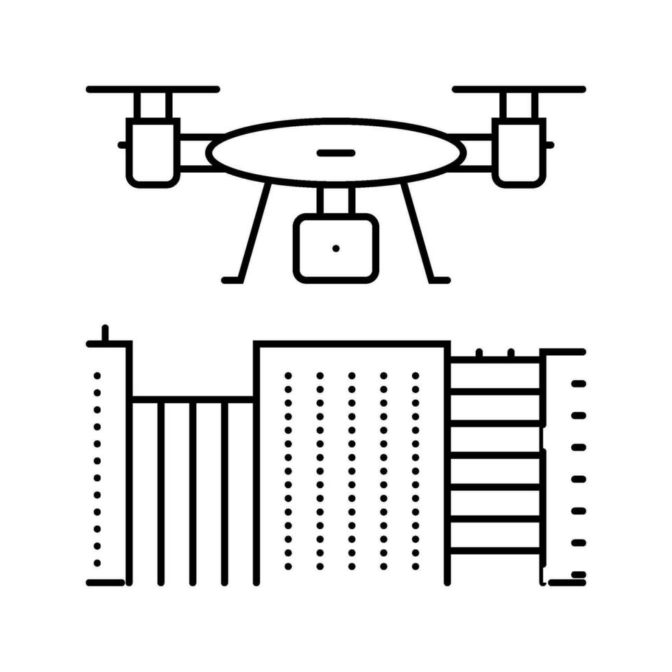 Drönare kartläggning linje ikon vektor illustration