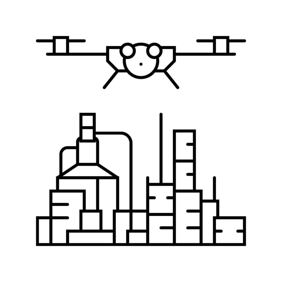 olja och gas inspektion Drönare linje ikon vektor illustration