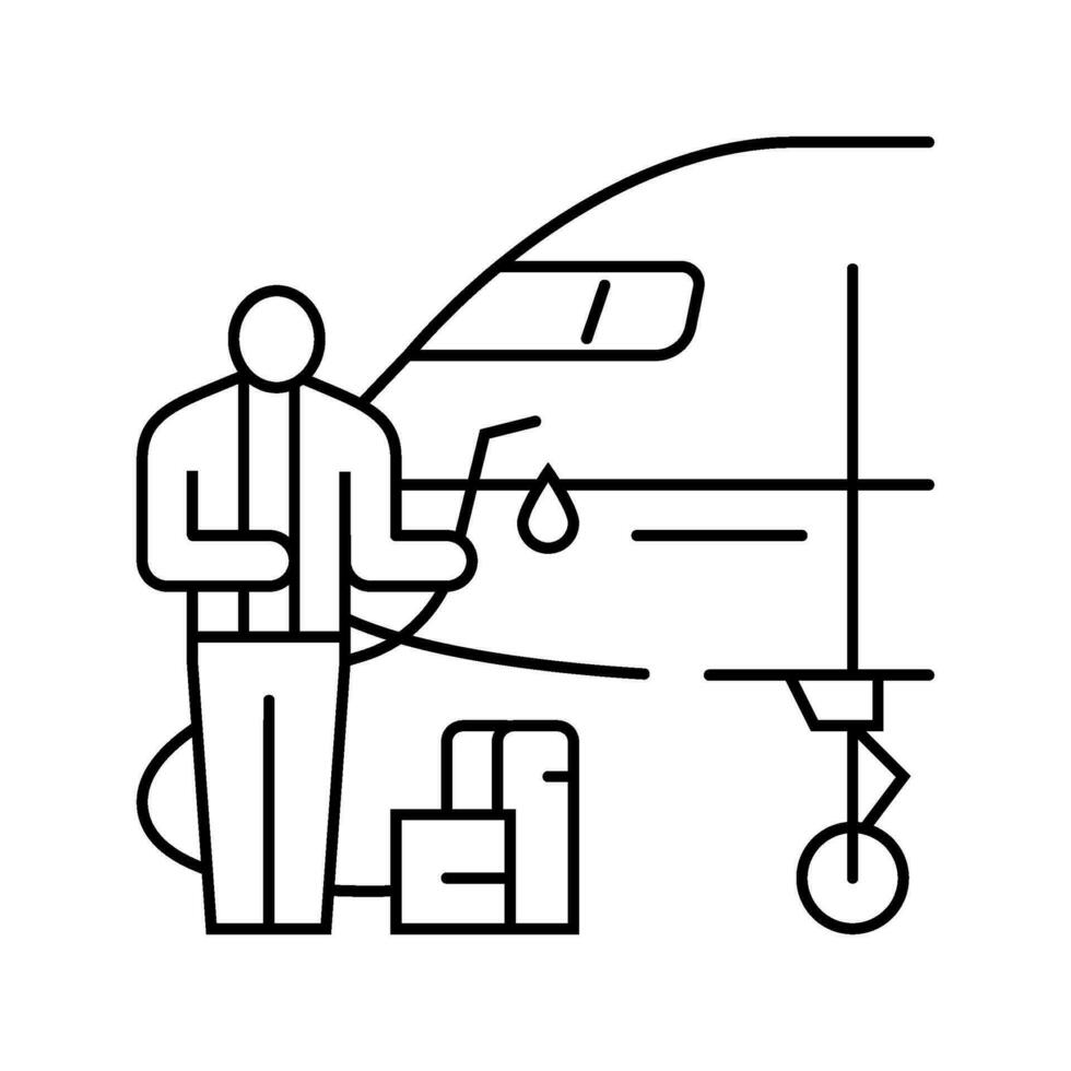 Schmierung Bedienung Flugzeug Linie Symbol Vektor Illustration