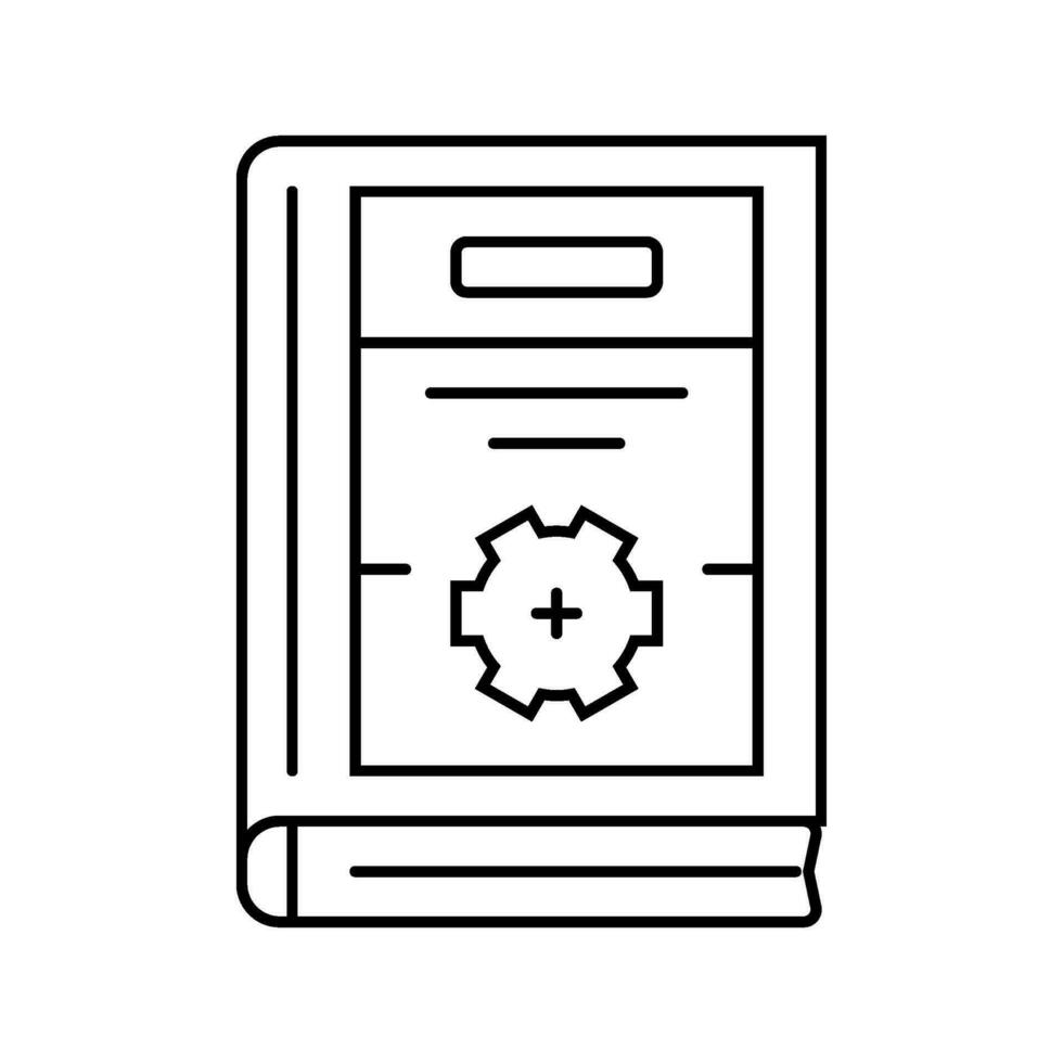 instruktion handböcker teknisk författare linje ikon vektor illustration