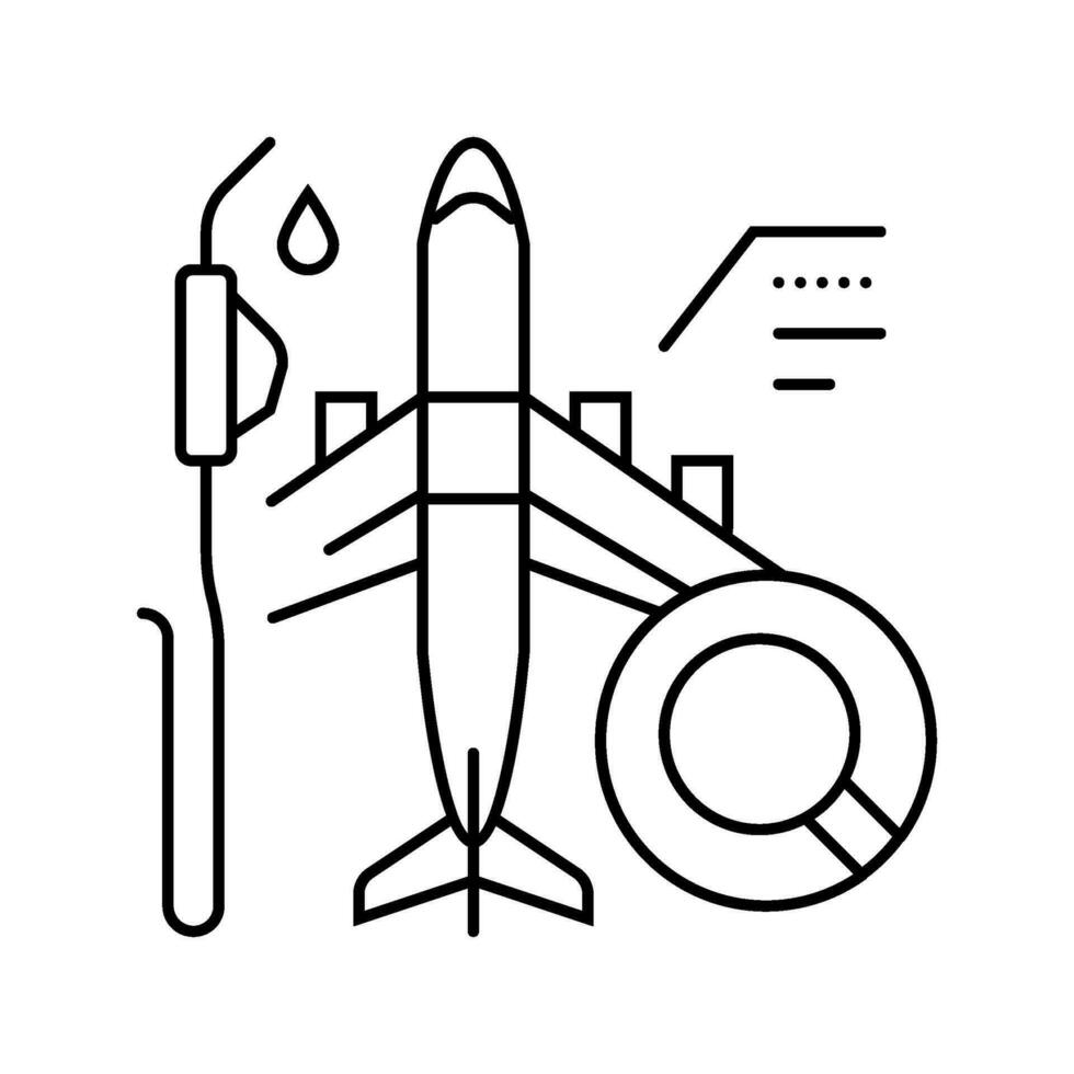 bränsle analys flygplan linje ikon vektor illustration