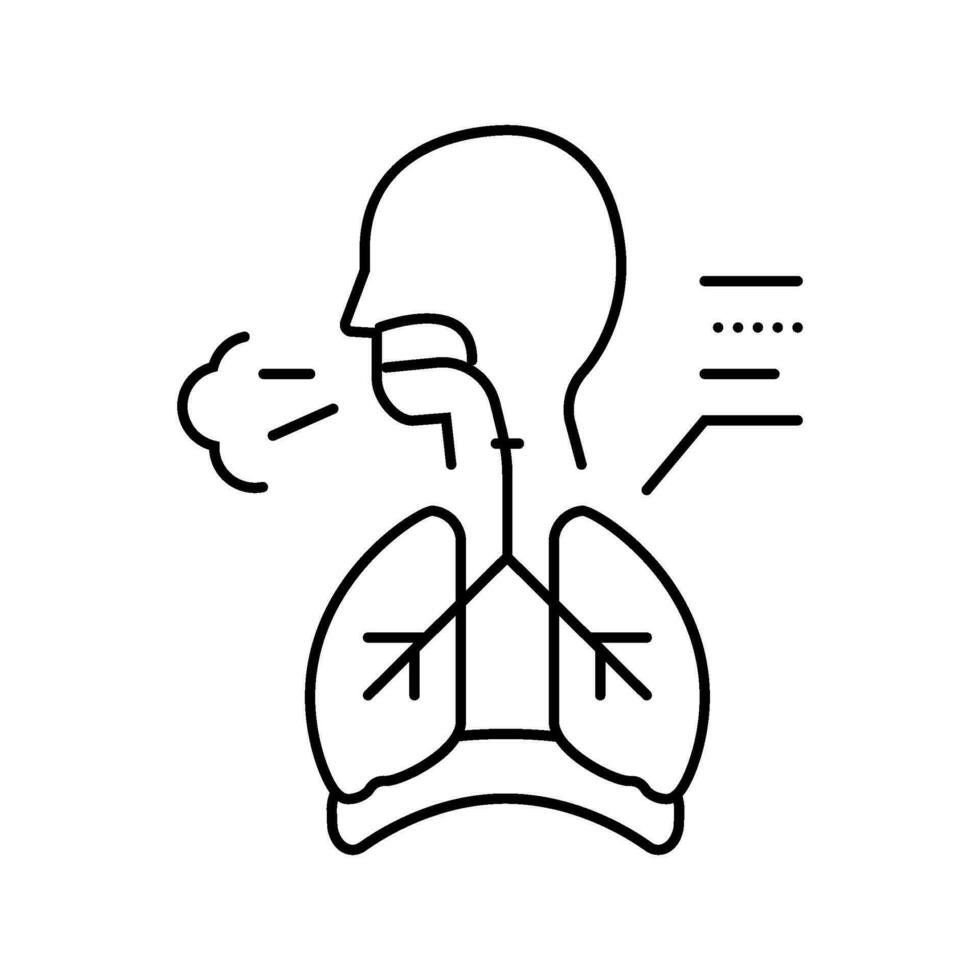 kronisk hosta sjukdom symptom linje ikon vektor illustration