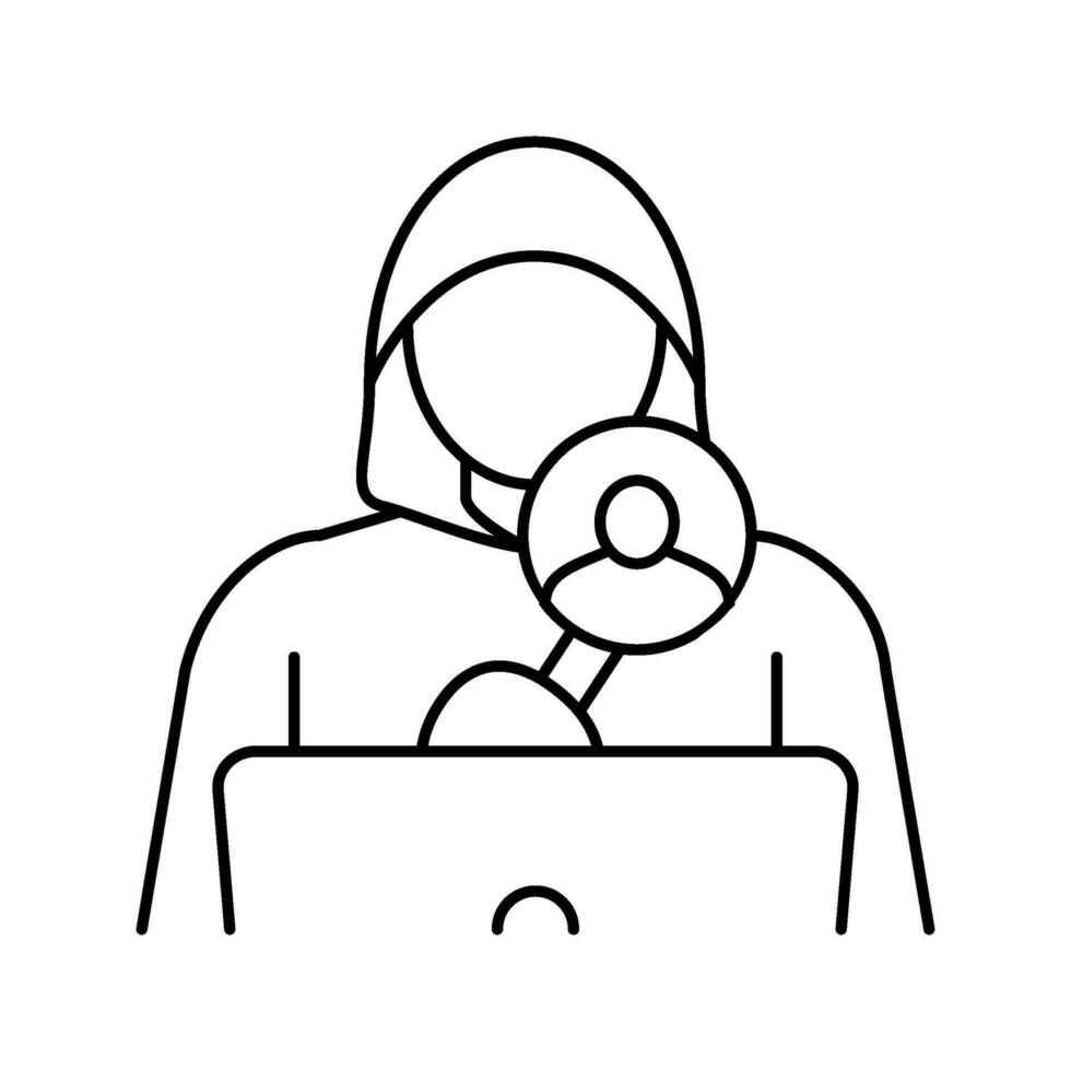 Cyberstalking Cyber-Mobbing Linie Symbol Vektor Illustration