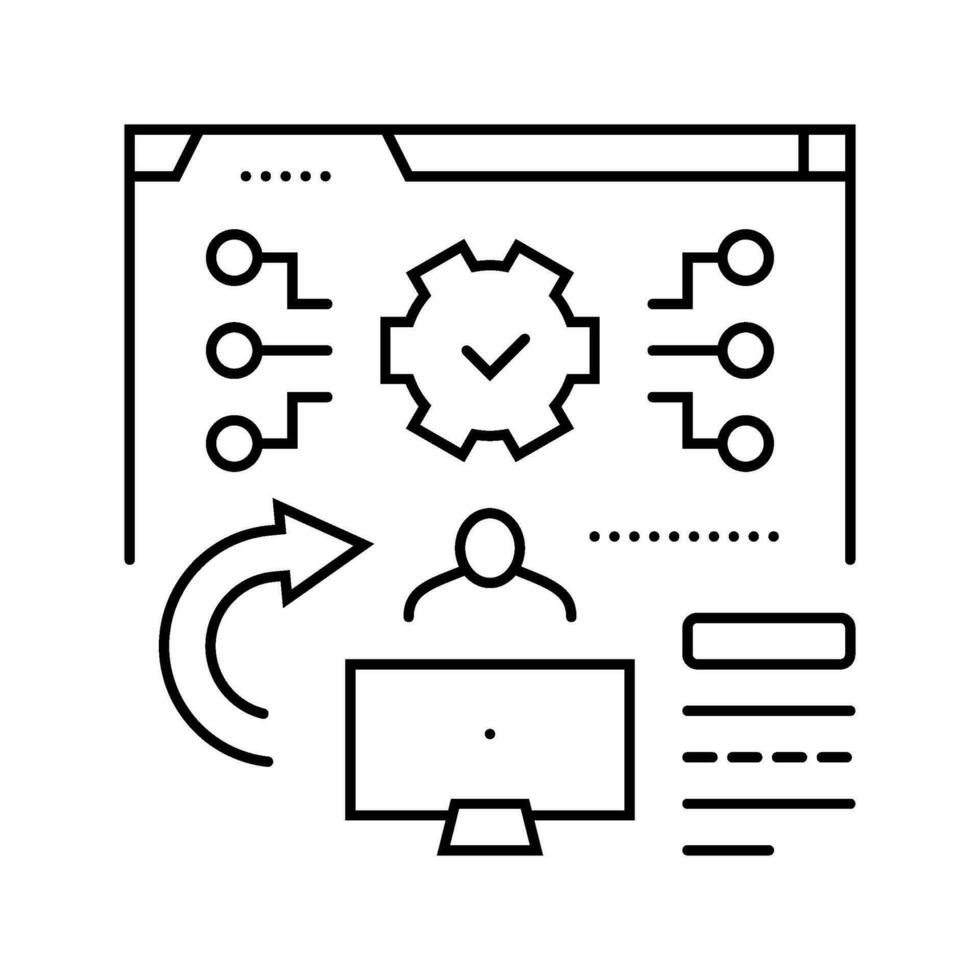 systemet utvärdering analytiker linje ikon vektor illustration