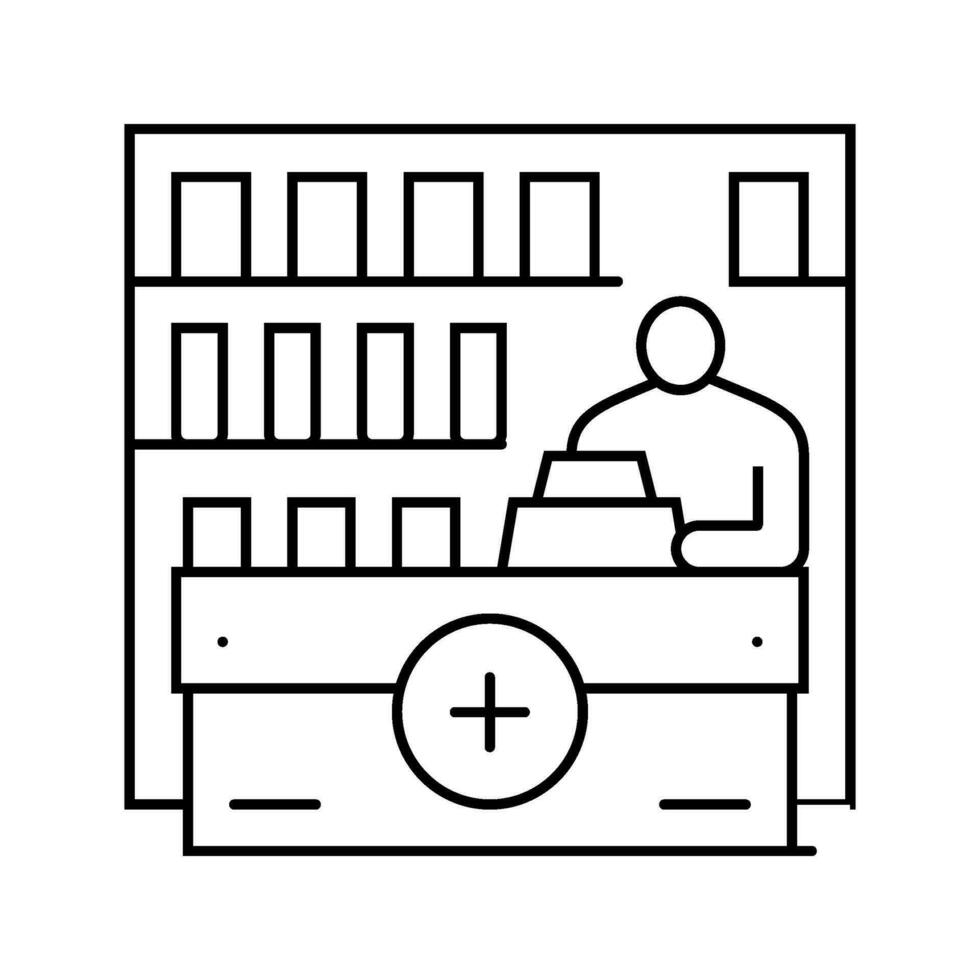 apotek disken apotekare linje ikon vektor illustration