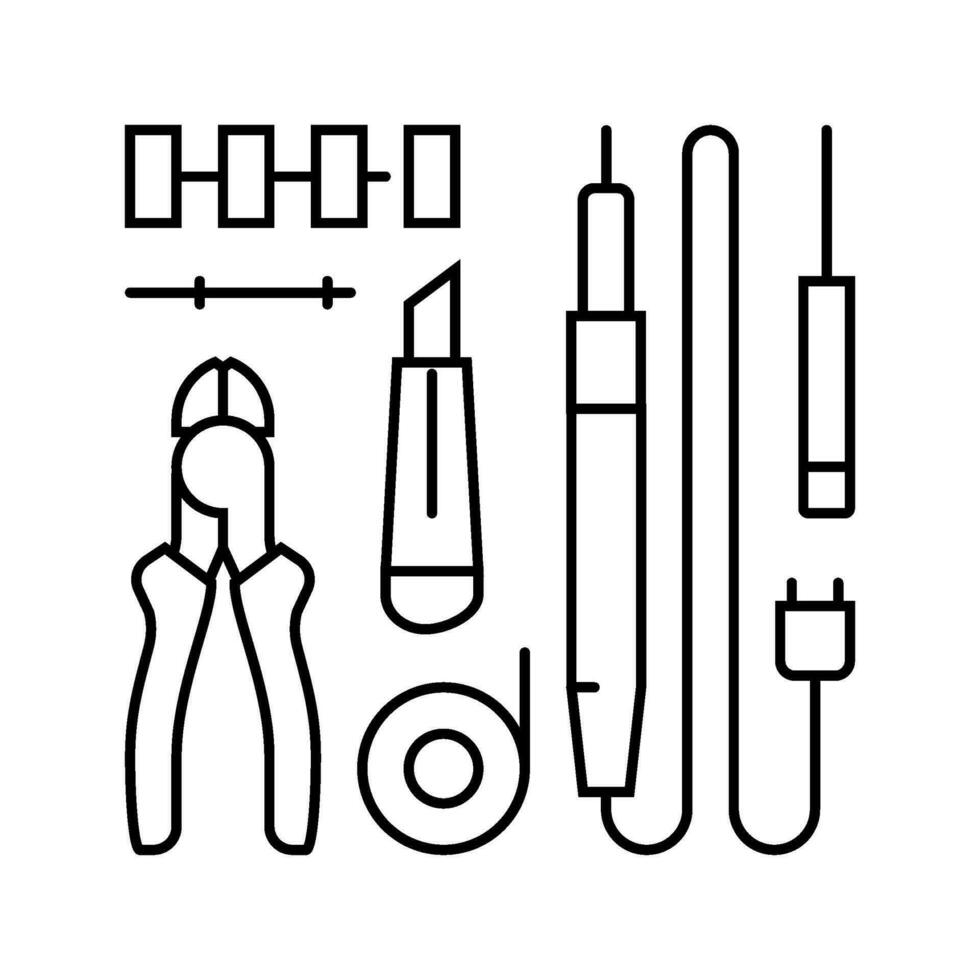 elektronisch Werkzeuge Elektronik Linie Symbol Vektor Illustration