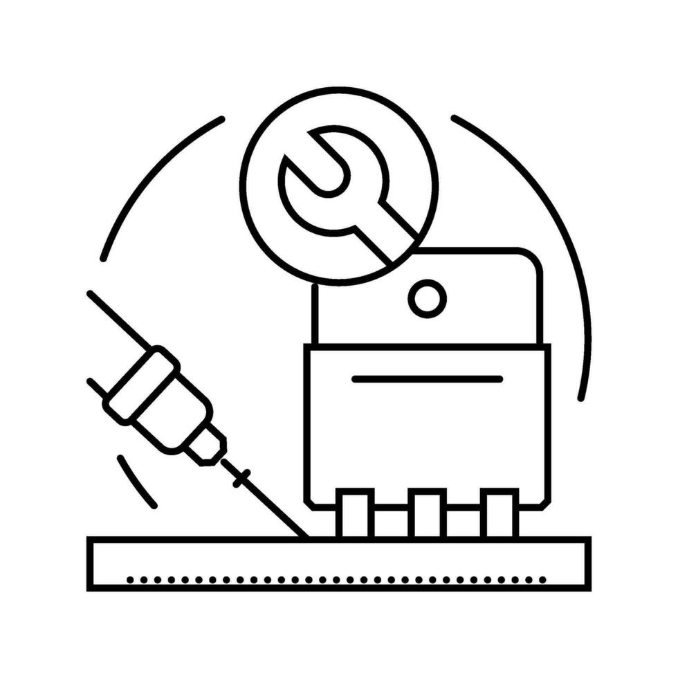 transistor installation elektronik linje ikon vektor illustration