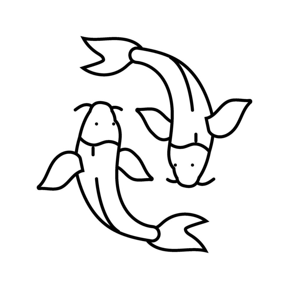 Yin Yang Fisch Taoismus Linie Symbol Vektor Illustration