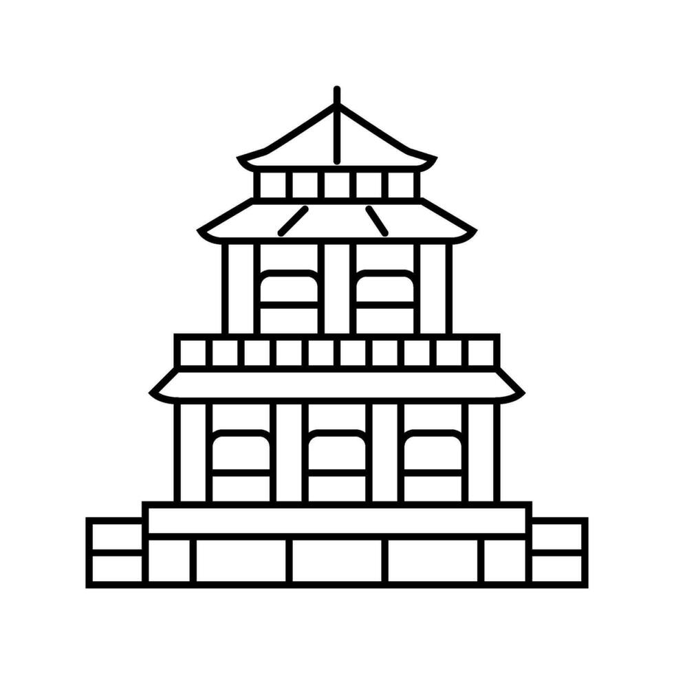 Taoist Tempel Taoismus Linie Symbol Vektor Illustration