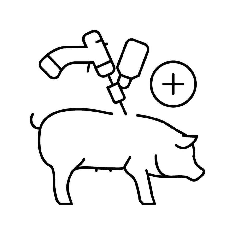 Schwein Impfung Linie Symbol Vektor Illustration