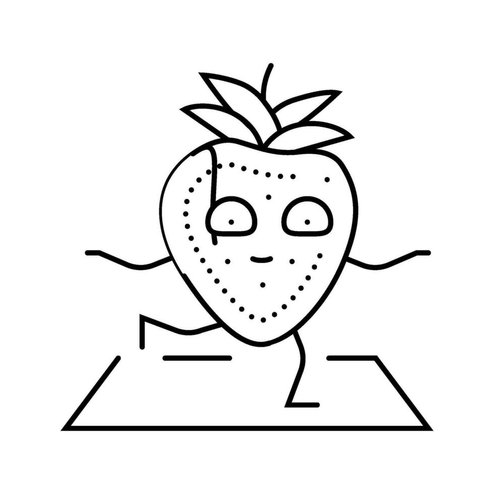 Erdbeeren Obst Fitness Charakter Linie Symbol Vektor Illustration