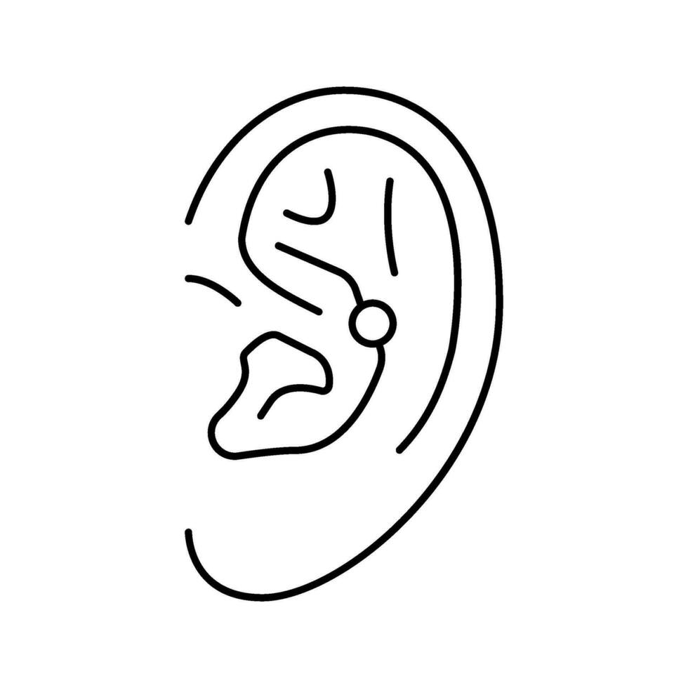 trumpetsnäcka genomträngande örhänge linje ikon vektor illustration