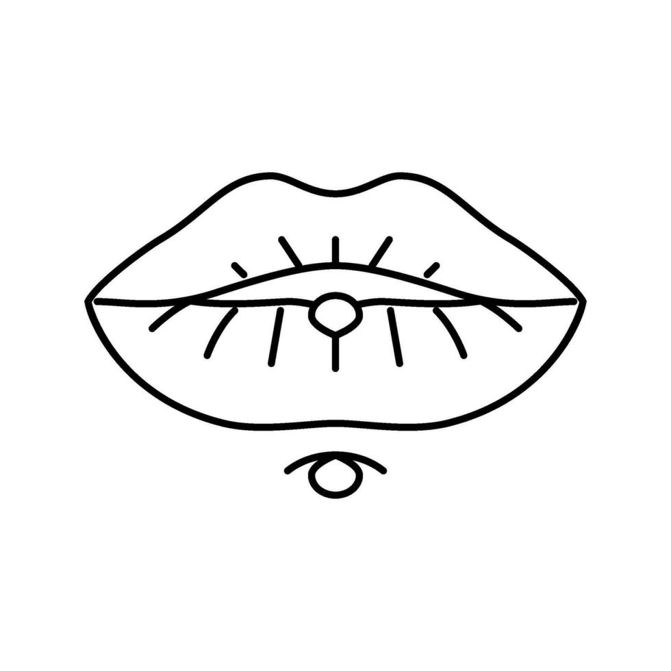 Lippe Piercing Mode Schönheit Linie Symbol Vektor Illustration