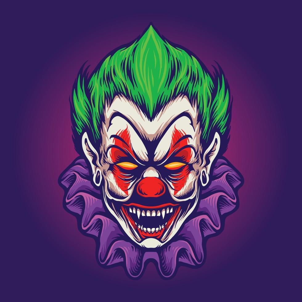 Clownskopf Joker Vampir Horror Illustrationen vektor