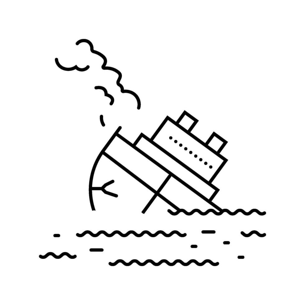 Marine Unfall Linie Symbol Vektor Illustration