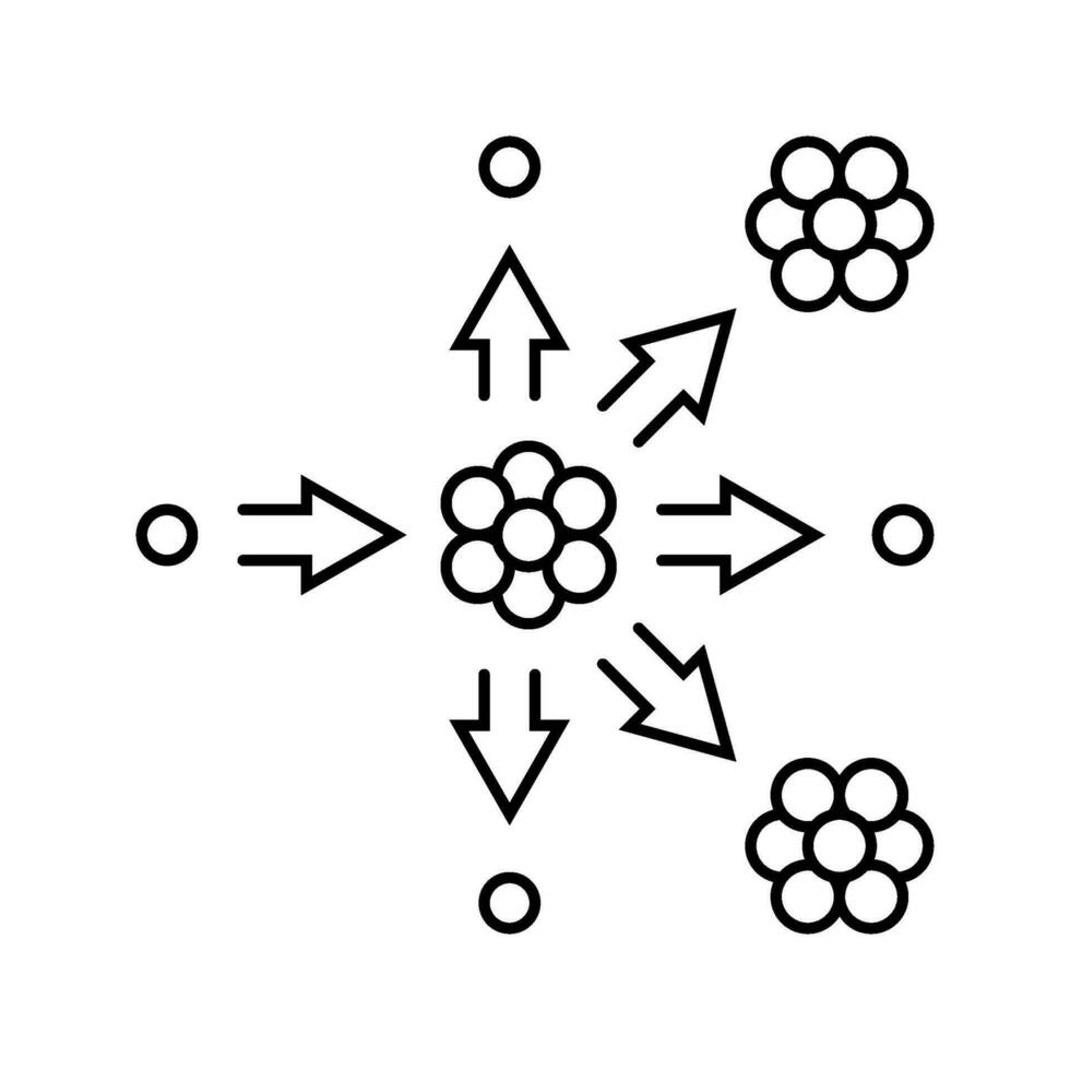 nuklear Fission Energie Linie Symbol Vektor Illustration