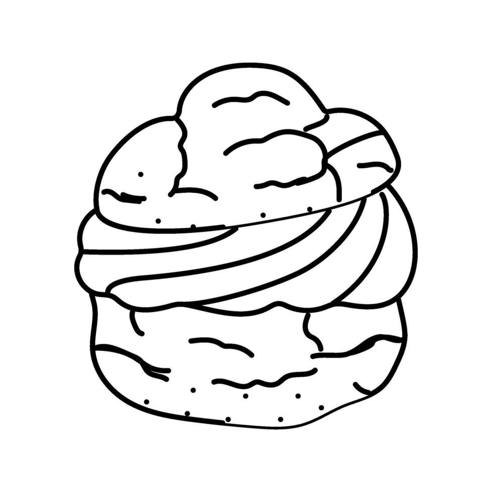 Vanille Sahne Puff Essen Snack Linie Symbol Vektor Illustration