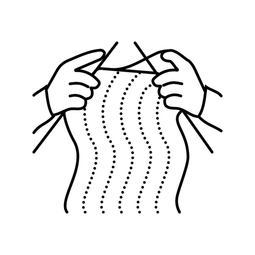 Stricken Hände Stricken wolle Linie Symbol Vektor Illustration