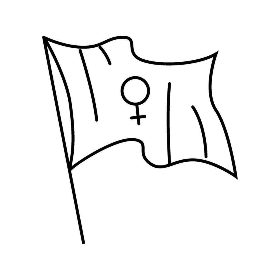 Feminist Flagge Feminismus Frau Linie Symbol Vektor Illustration