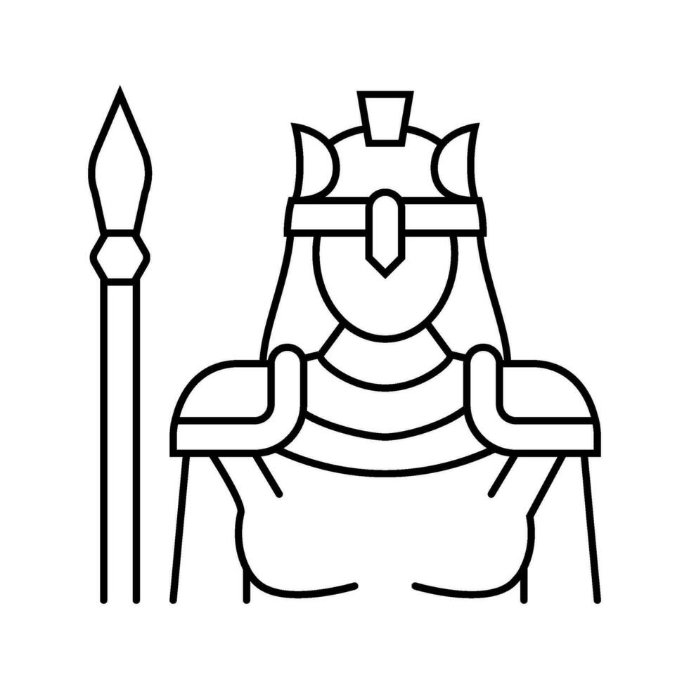 athena grekisk Gud mytologi linje ikon vektor illustration