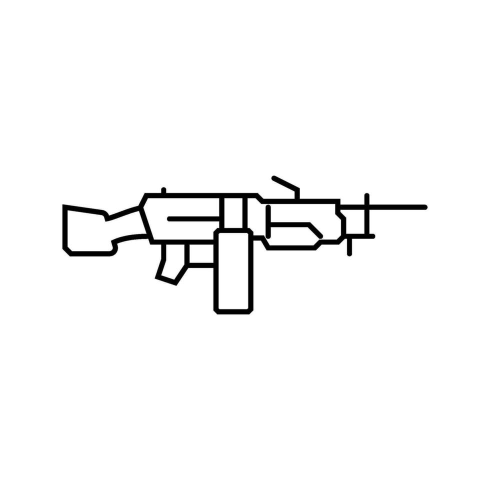 maskin pistol vapen militär linje ikon vektor illustration