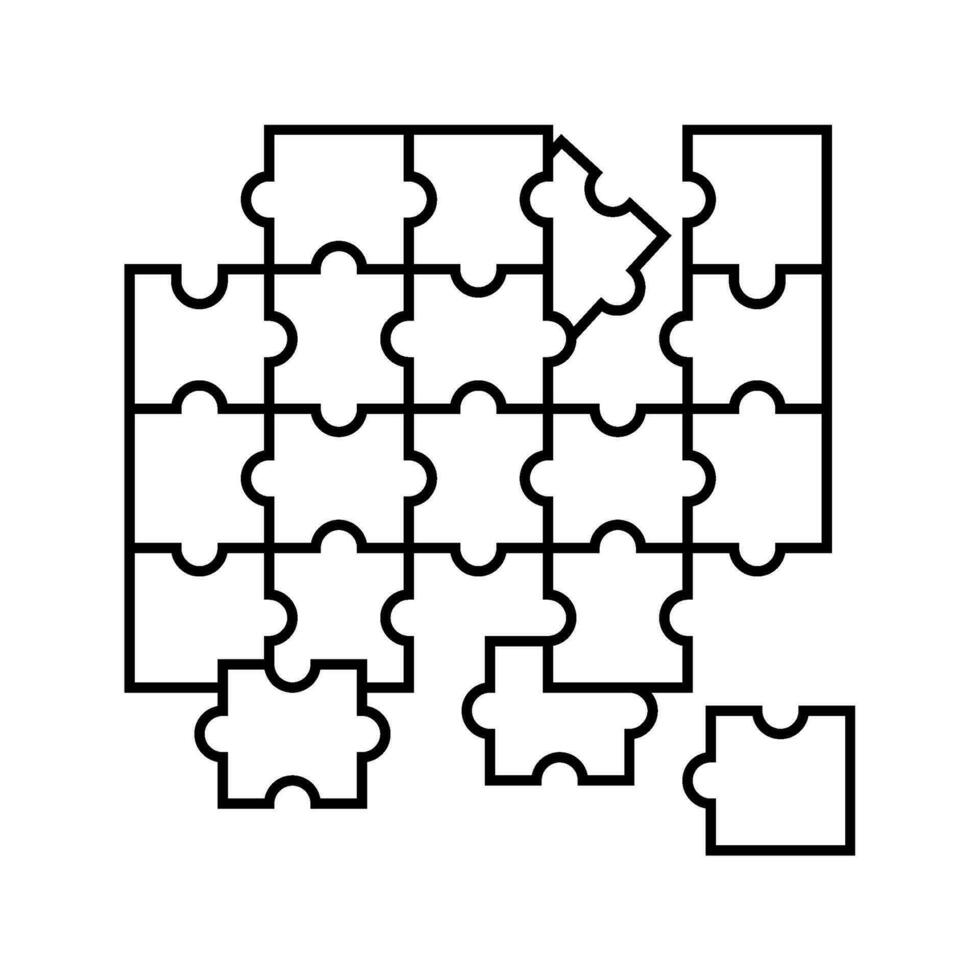 Puzzle Spiel Tafel Tabelle Linie Symbol Vektor Illustration