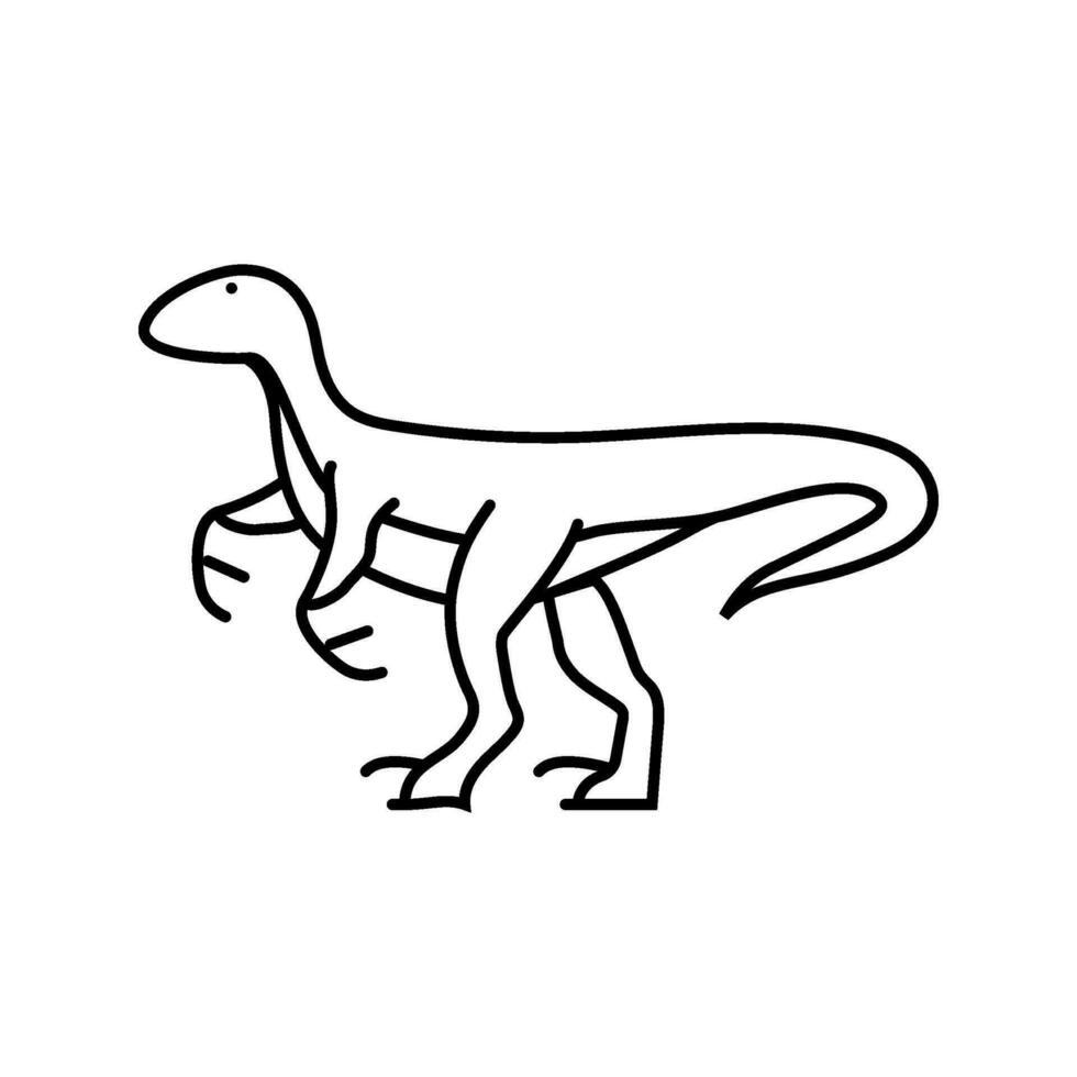 velociraptor dinosaurie djur- linje ikon vektor illustration