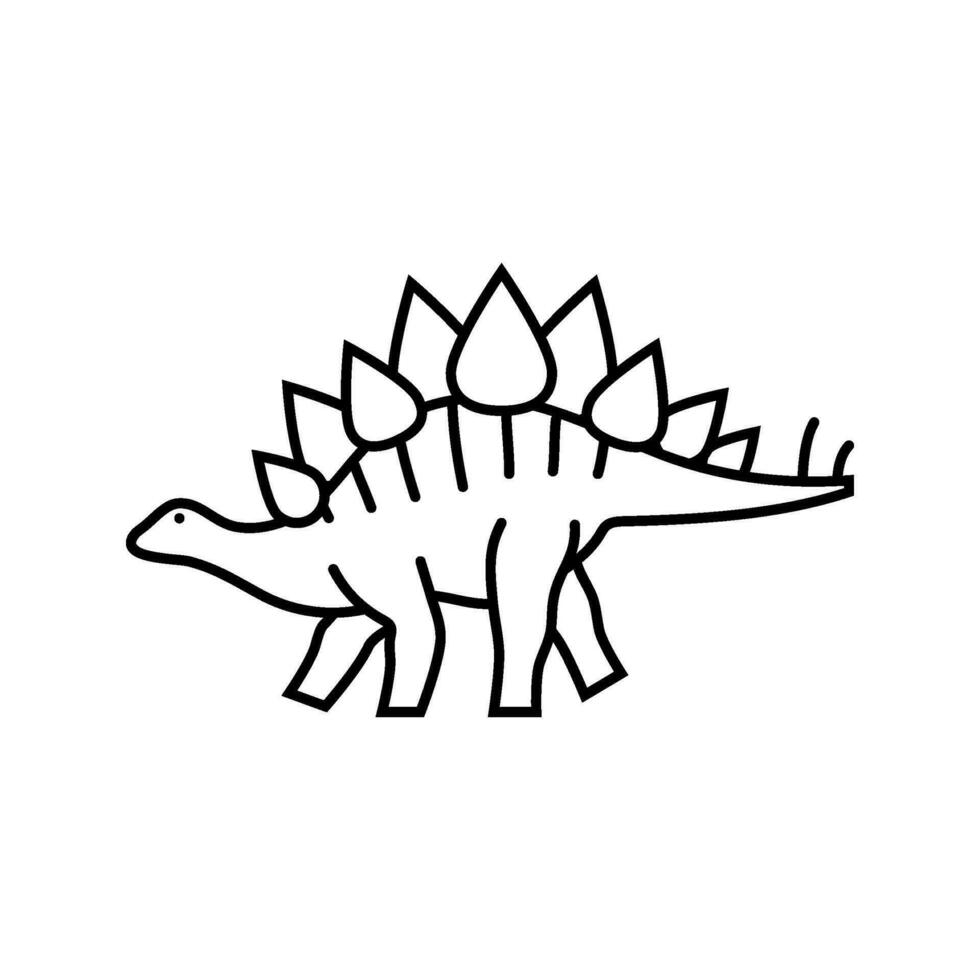 stegosaurus dinosaurie djur- linje ikon vektor illustration