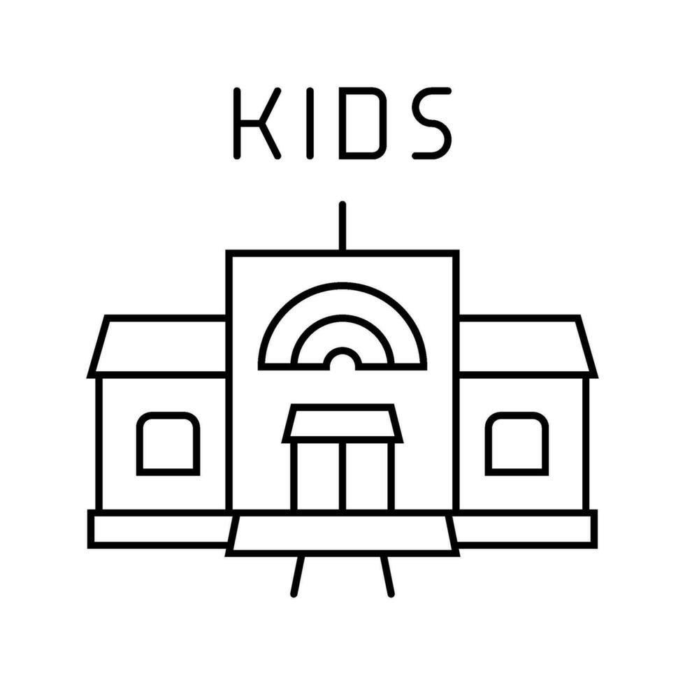 Kindergarten Kind Spaß Linie Symbol Vektor Illustration