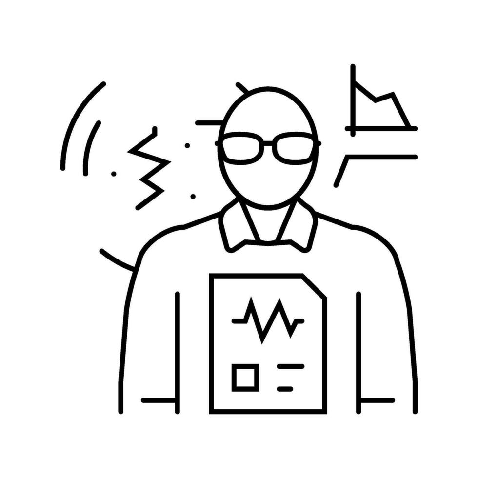 Seismologen Arbeiter Linie Symbol Vektor Illustration