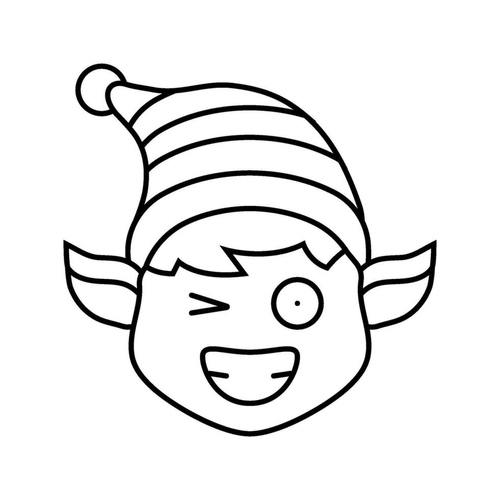 Kopf Elf komisch Linie Symbol Vektor Illustration