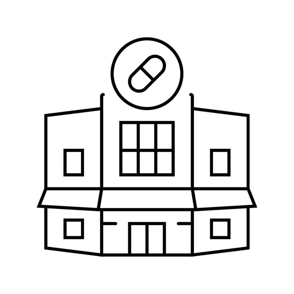 apotek affär linje ikon vektor illustration