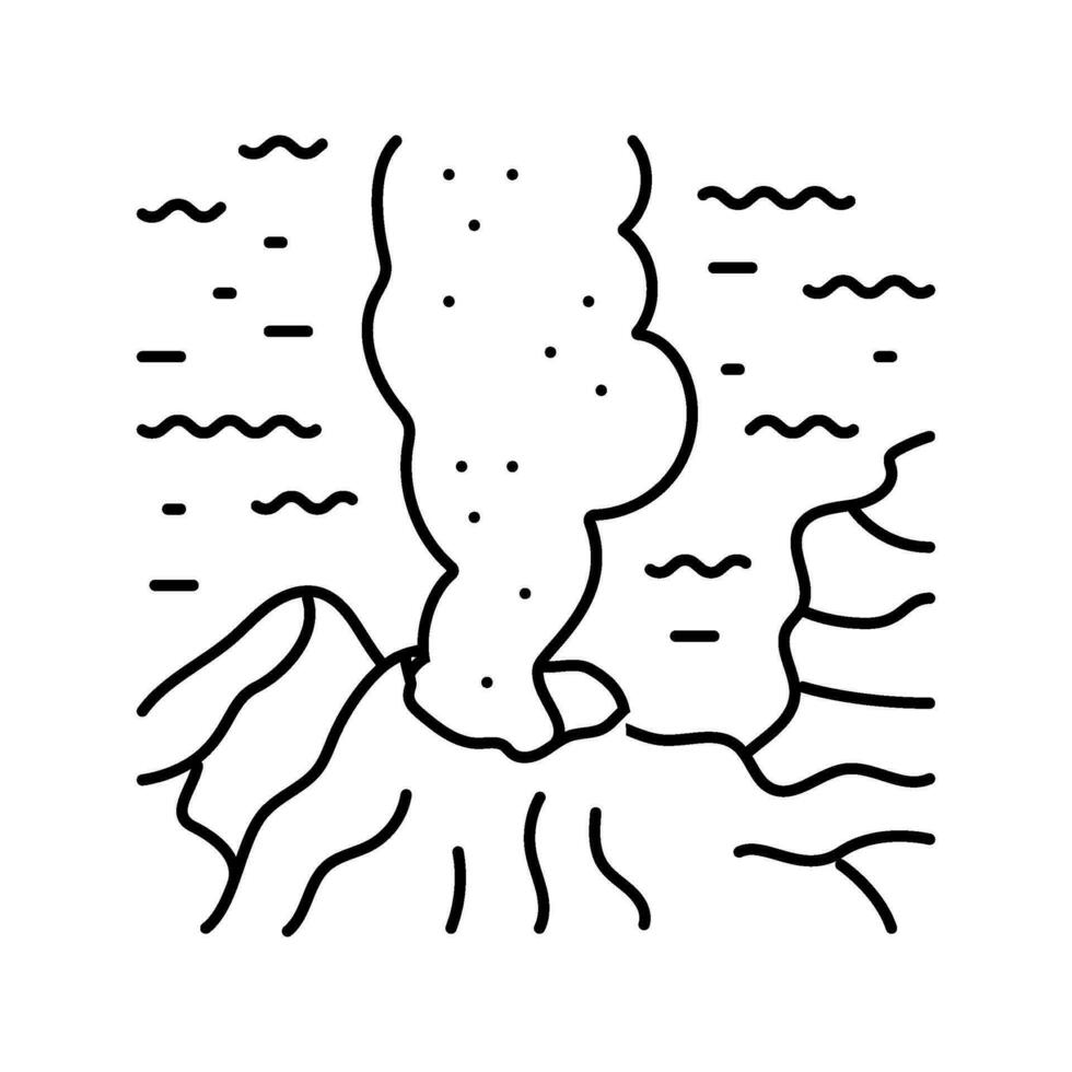 unter Wasser Vulkan Lava Linie Symbol Vektor Illustration